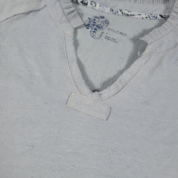 Anthrpologie Pilcro Top Womens S Blue Slub Knit Sleeveless Ruffle Pullover Shirt - Picture 4 of 9